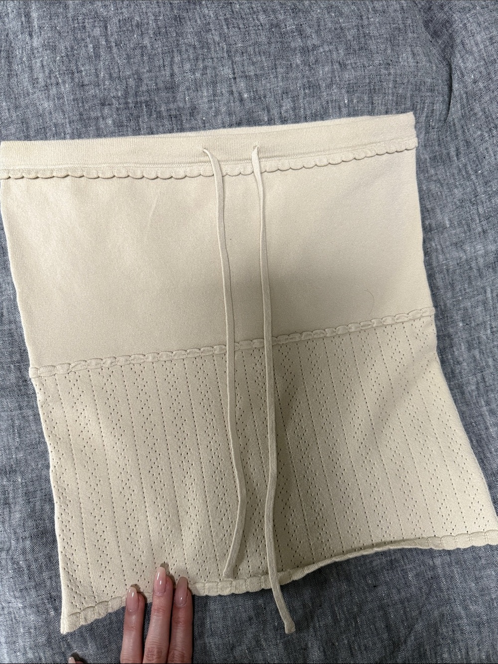 Rouje Cream Knit Tube Top with Drawstring (36/XS or S)